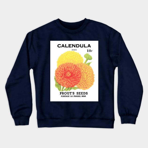 Vintage Calendula Prout's Seed Packet Crewneck Sweatshirt by MasterpieceCafe